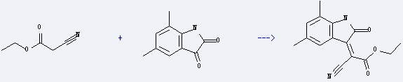 5,7-Dimethylisatin is used to produce cyano-(5,7-dimethyl-2-oxo-1,2-dihydro-indol-3-ylidene)-acetic acid ethyl ester by knoevenagel condensation with cyanoacetic acid ethyl ester.